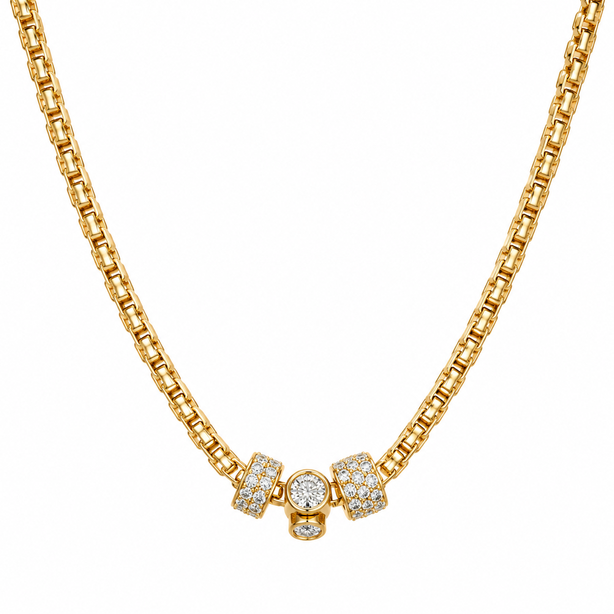 1.00 Ct Fashion Round Spinning Diamond Necklace